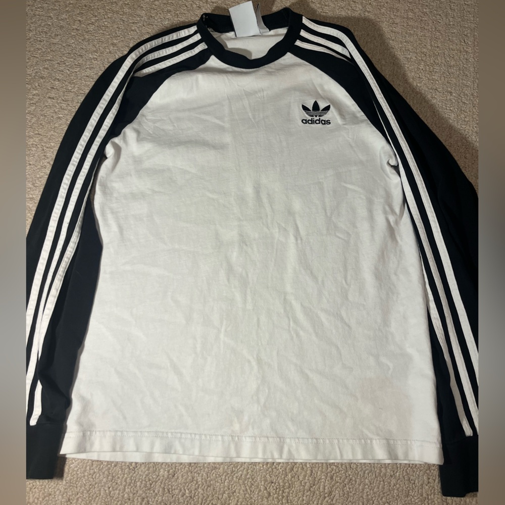 Adidas Monochrome Striped Long Sleeve Top